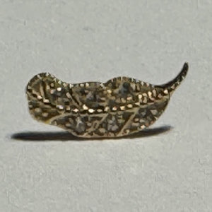 Ornate Leaf Yellow Gold CZ Threadless End (Sun Piercer)