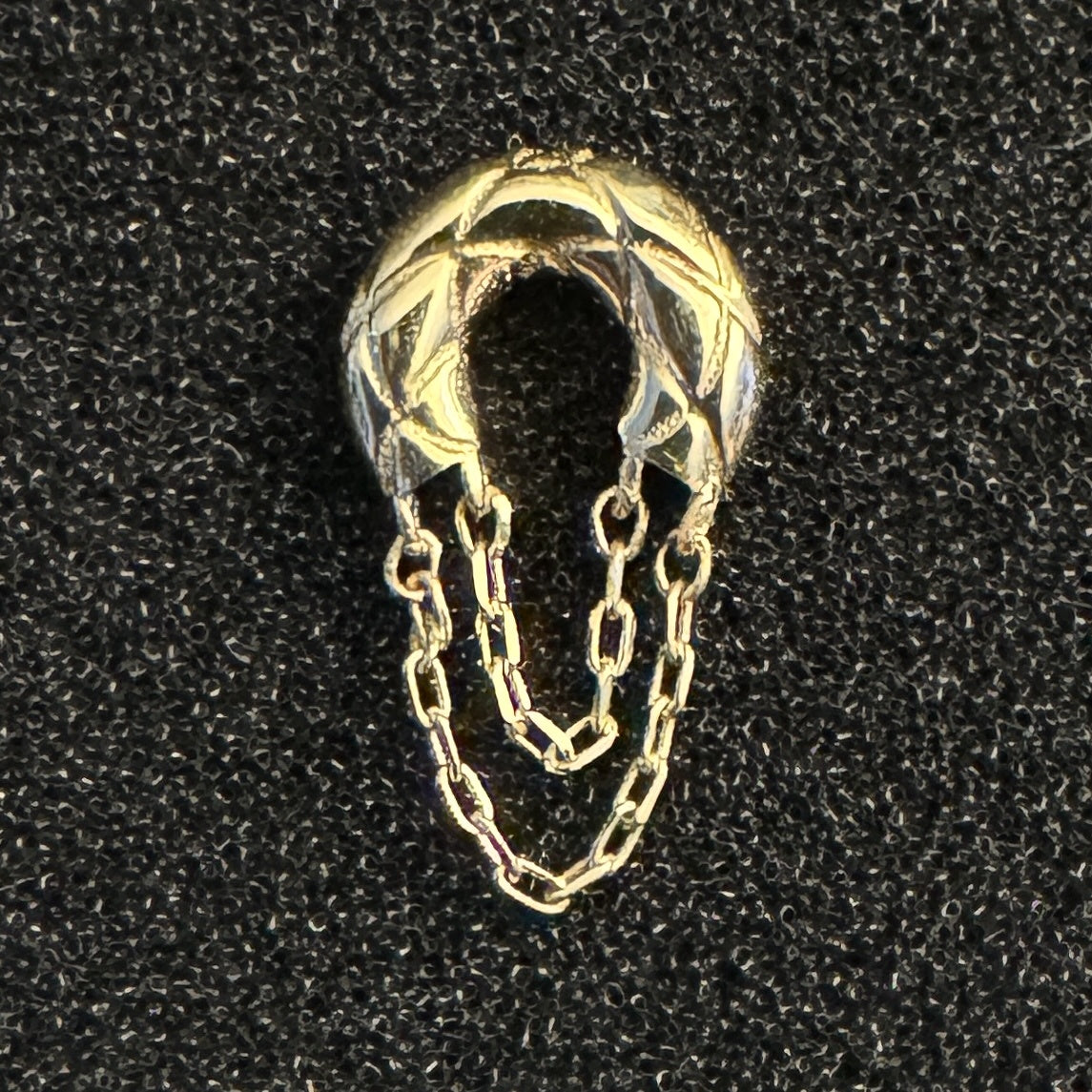 Horseshoe w/Double Chain Yellow Gold Threadless End (Sun Piercer)