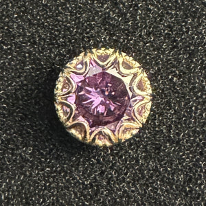 Prong Set Amethyst CZ w/Scalloped Lace Edge Yellow Gold Threadless End (Sun Piercer)