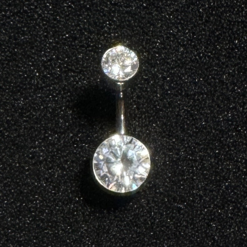 14g Titanium Threaded Double Bezel CZ Navel (Haven Body Arts)