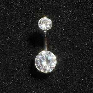14g Titanium Threaded Double Bezel CZ Navel (Haven Body Arts)