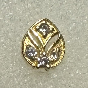 Ovate 18kt Yellow Gold CZ Threadless End (DNA)