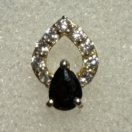 Votive 18kt Yellow Gold Black Pear CZ Threadless End (DNA)
