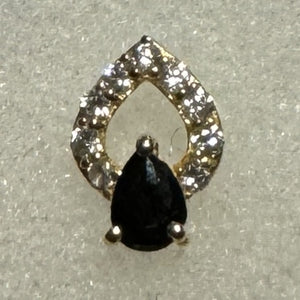 Votive 18kt Yellow Gold Black Pear CZ Threadless End (DNA)