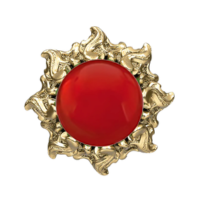 Egyptian Sun Disk of Ra 18kt Yellow Gold Carnelian Threadless End (Anatometal)