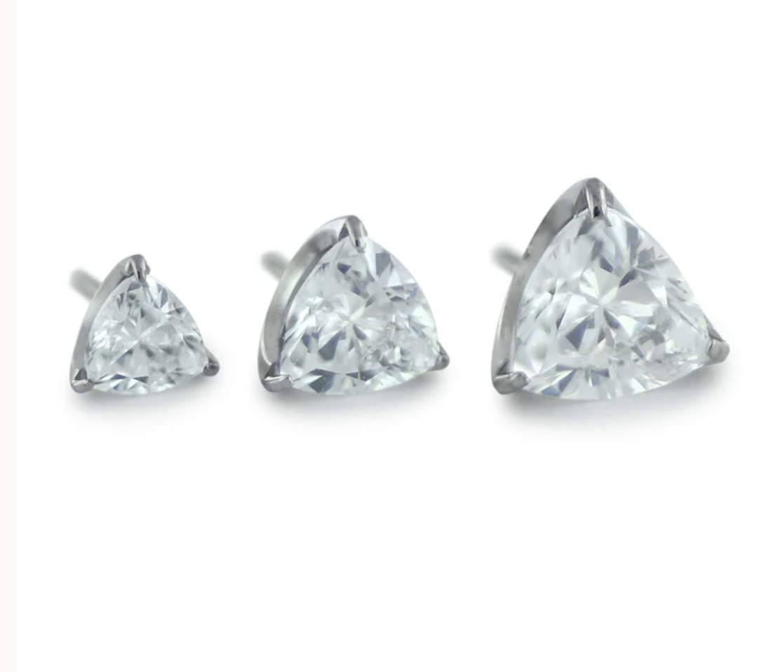 Titanium Trillion Cut Prong Set Gem Threadless Ends (NeoMetal)