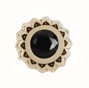 Peony Yellow Gold Black CZ Threadless End (Maya)