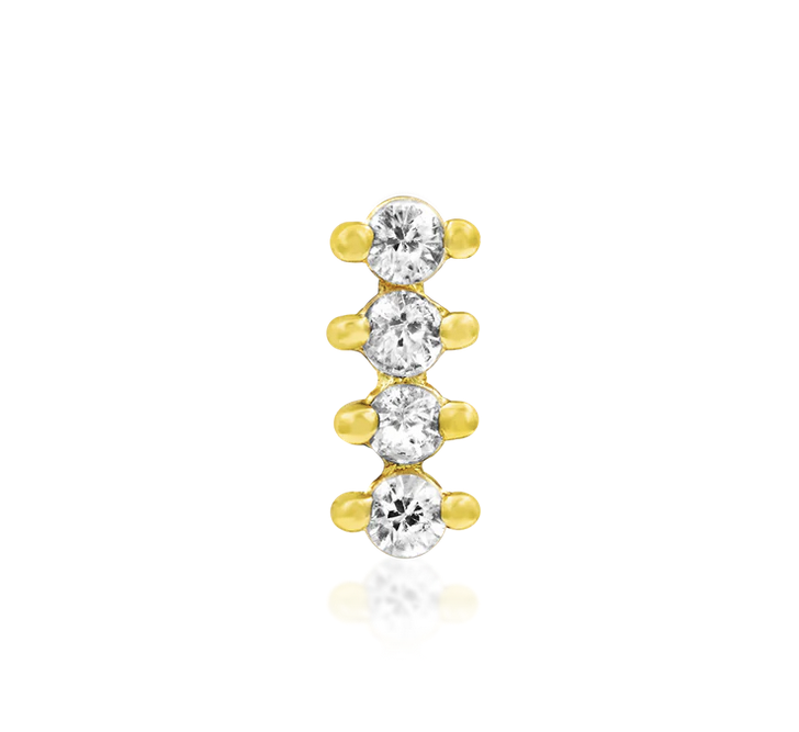 4 Gem CZ Bar Yellow Gold Threadless End (Junipurr)