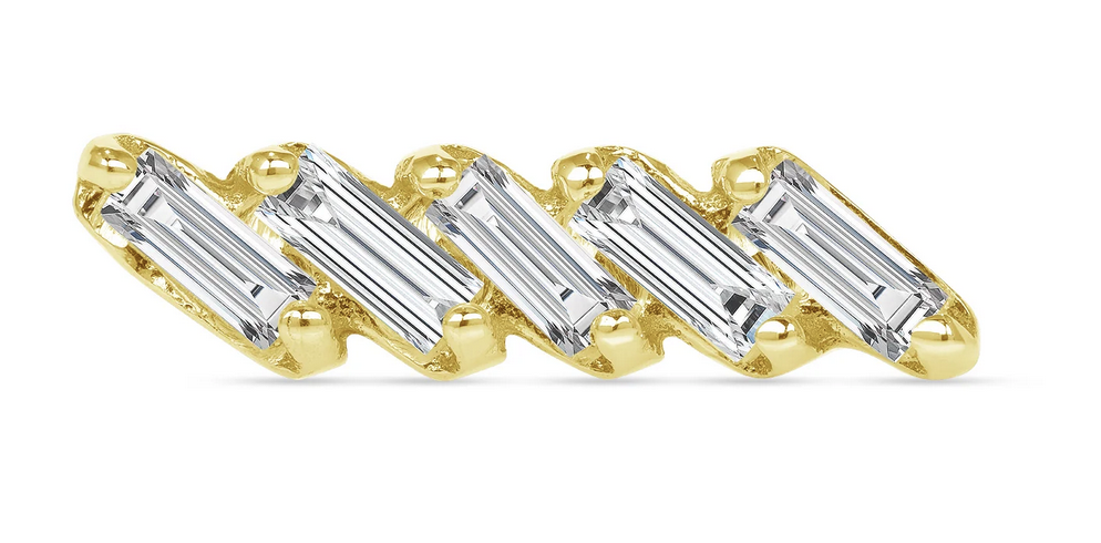 Baguette Cascade Yellow Gold CZ Threadless End (NorVoch)