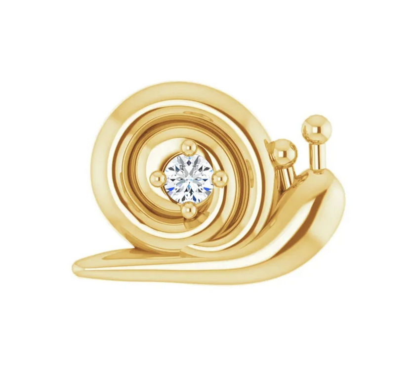 Snail Yellow Gold CZ Threadless End (NorVoch)