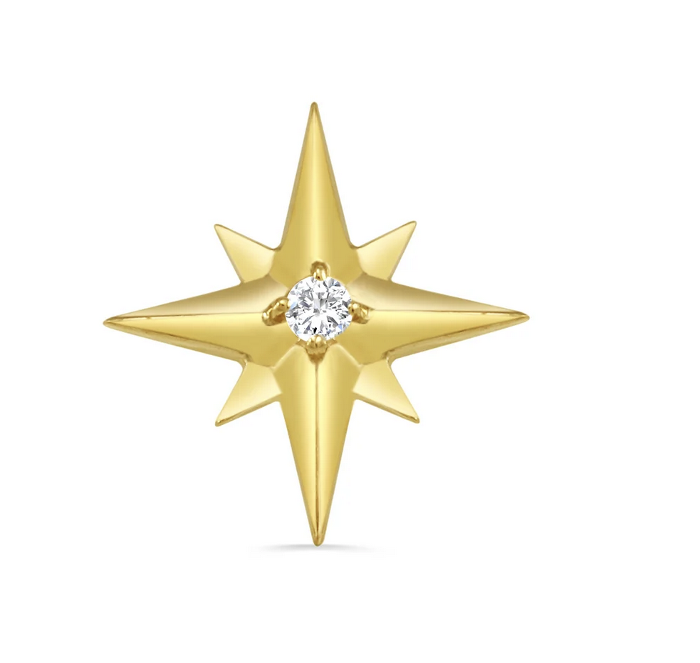 Accented Shining Star Yellow Gold CZ Threadless End (NorVoch)