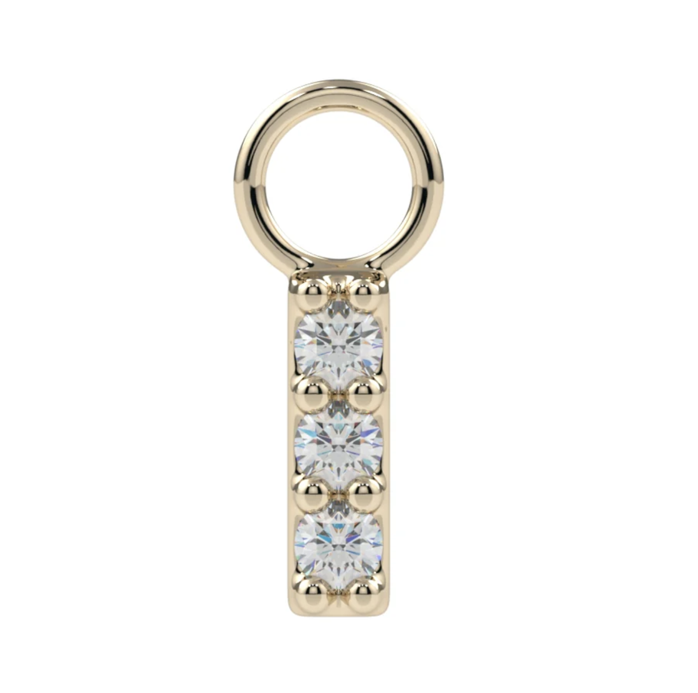 Gem Bar Gold CZ Charm (Kiwi Diamond)