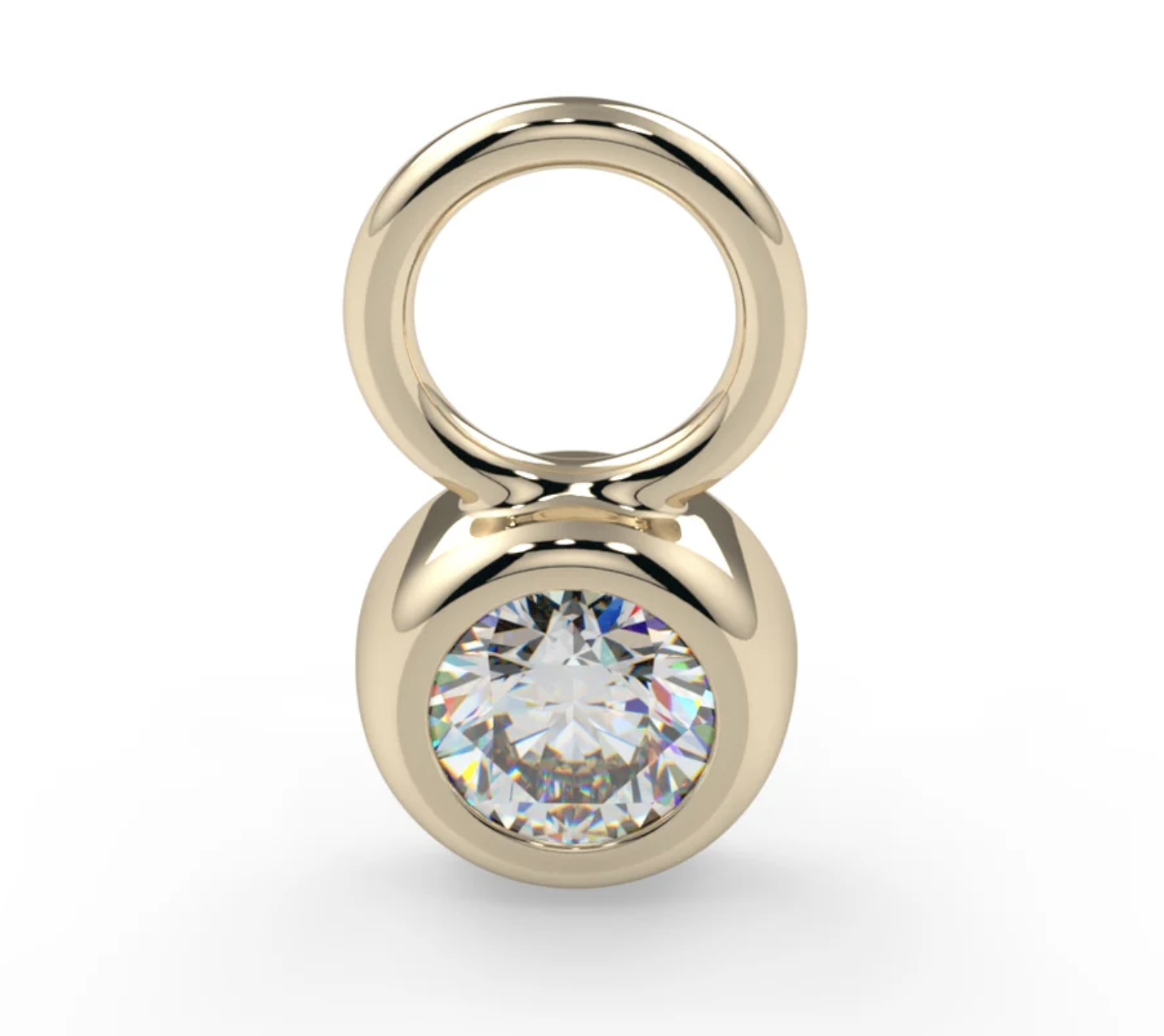 Bezel Set CZ Gold Charm (Kiwi Diamond)