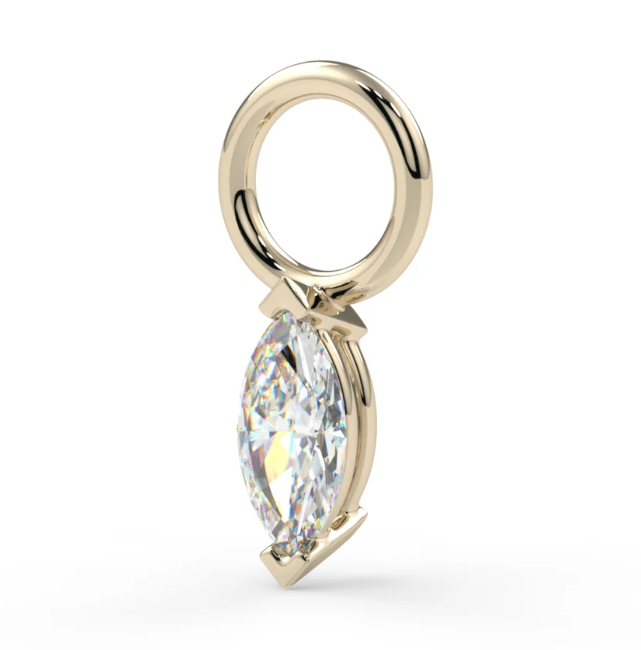 Marquise Cut CZ Gold Charm (Kiwi Diamond)