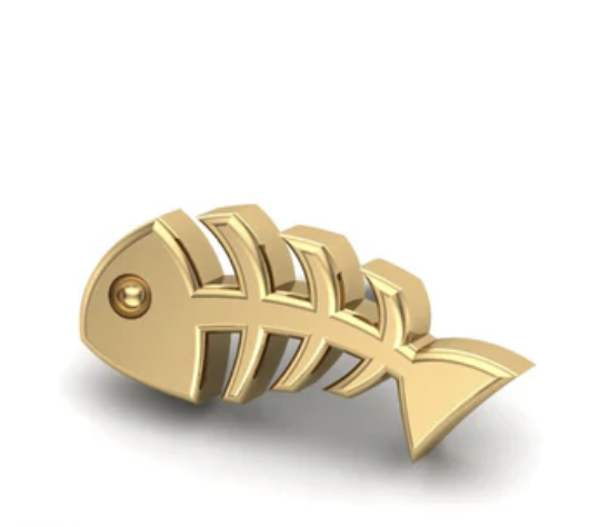 Fishbone White Gold Threadless End (Mushroom)