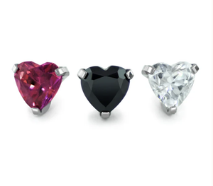 Heart Shaped Gem Threadless Titanium End (NeoMetal)