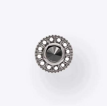 Omega 12 White Gold Reverse Set Black Diamond Threadless End (Tether)