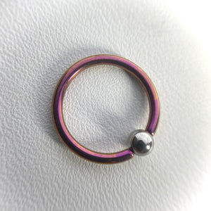 18g Titanium Captive Bead Ring w Plain Bead (CBR)