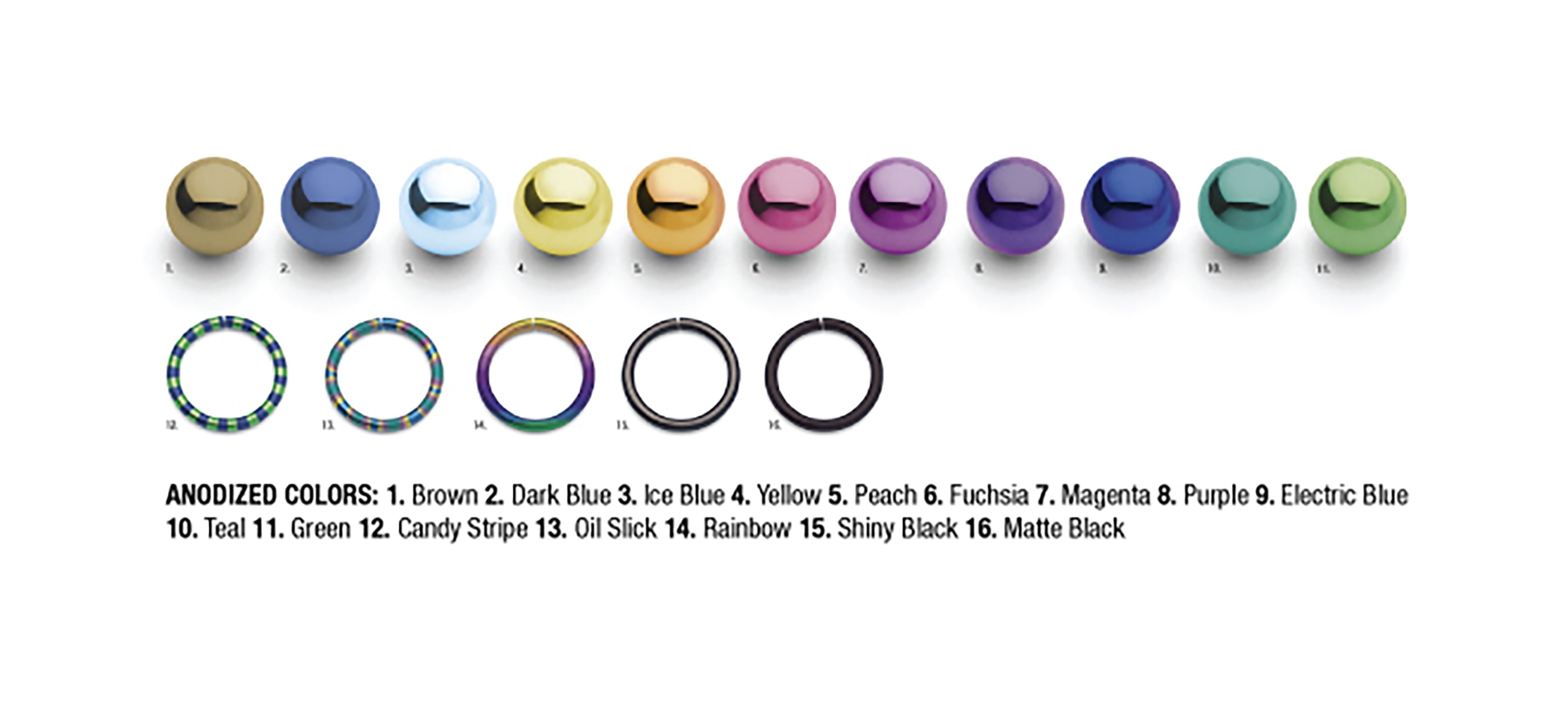 Titanium Captive Bead Ring w Colored Beads (CBR) (LeRoi)