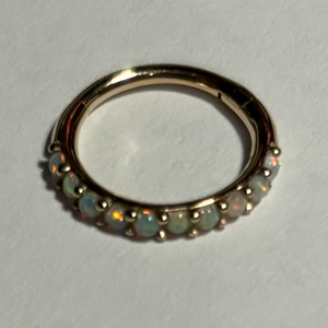 Lined Opal Yellow Gold Clicker (Sun Piercer)
