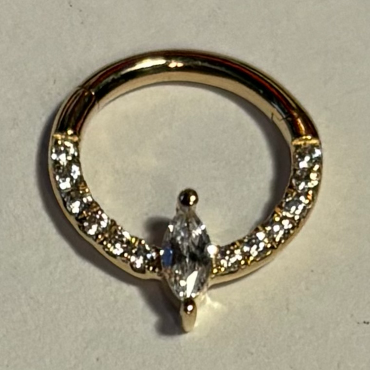 Isis 16g 5/16 Lined CZ Yellow Gold Clicker (Sun Piercer)