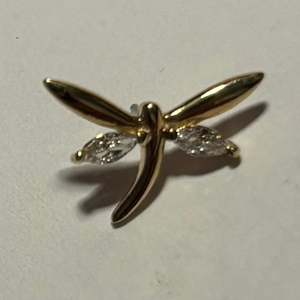 Dragonfly Yellow Gold CZ Threadless End (Sun Piercer)