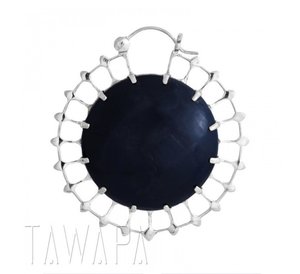 Mini Black Hole Horn With Metal Hoops Pair (Tawapa)