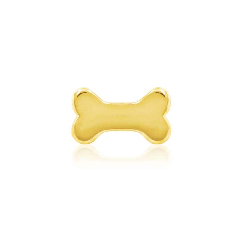 Dog Bone Yellow Gold Threadless End (Junipurr)